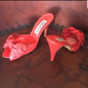 D'Rossana red leather mule pumps